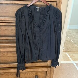 Aqua lace cotton inset blouse